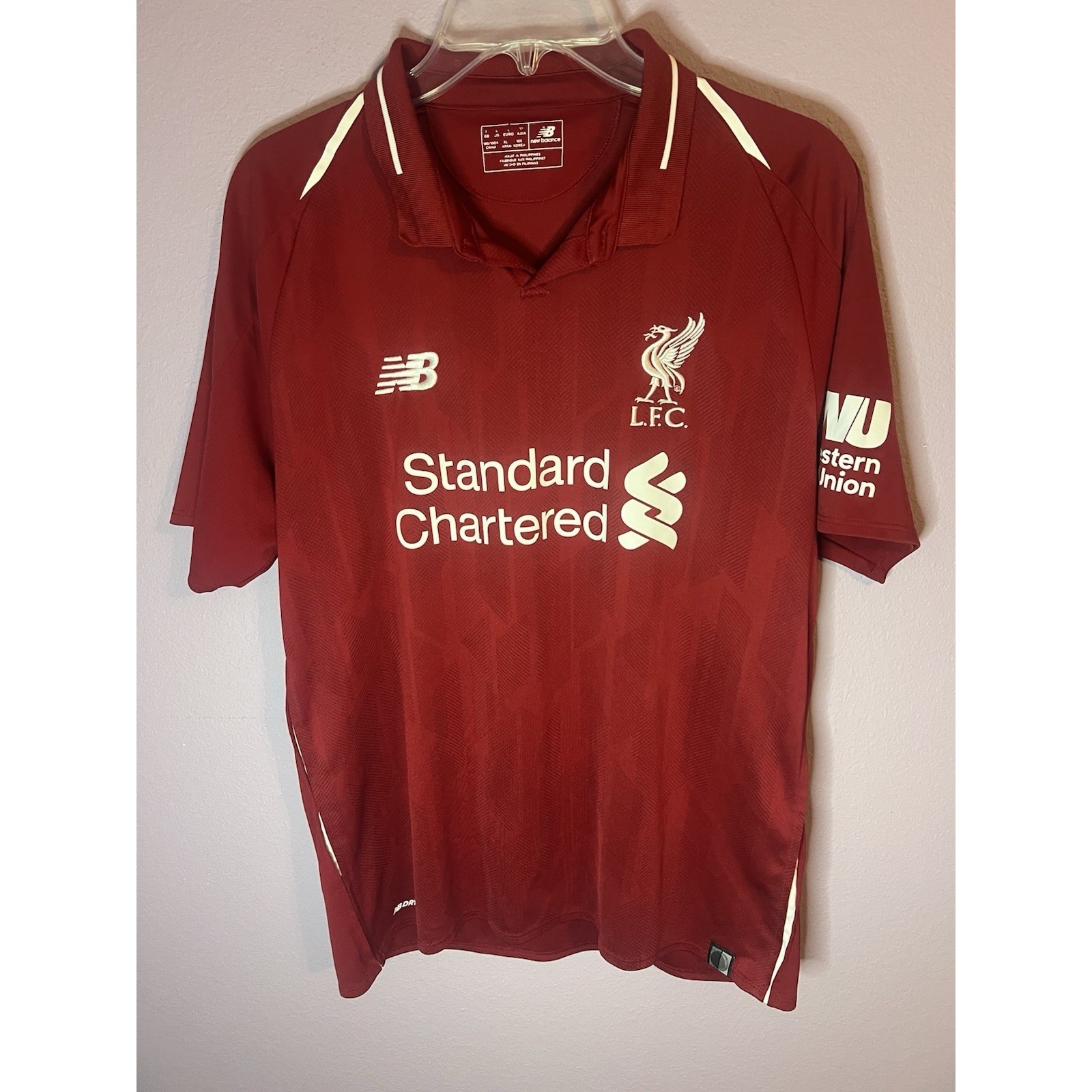 New Balance Red Uefa Standard Chartered Marko Grujic Premier 2017-18 Shirt Large